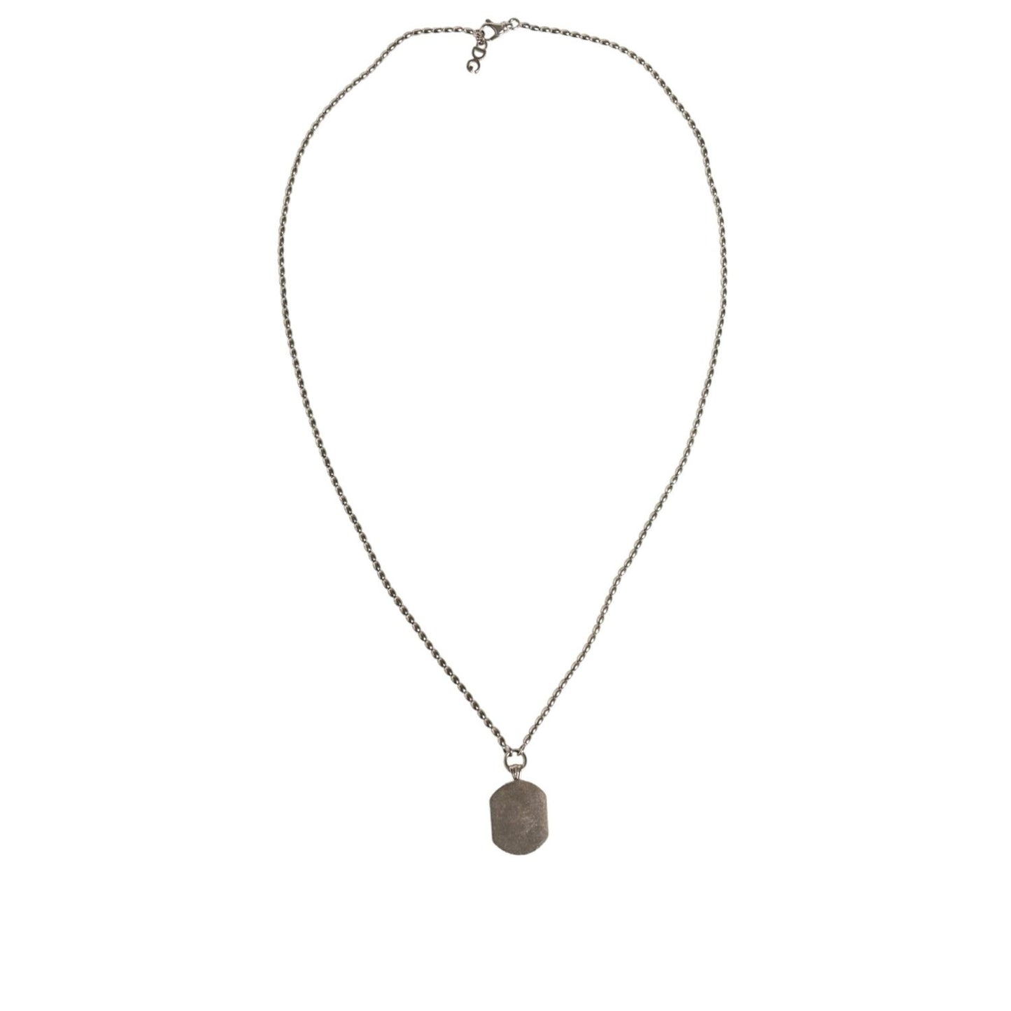 Dolce & Gabbana Sterling Silver 925 Chain Bar Gem Pendant Logo Necklace