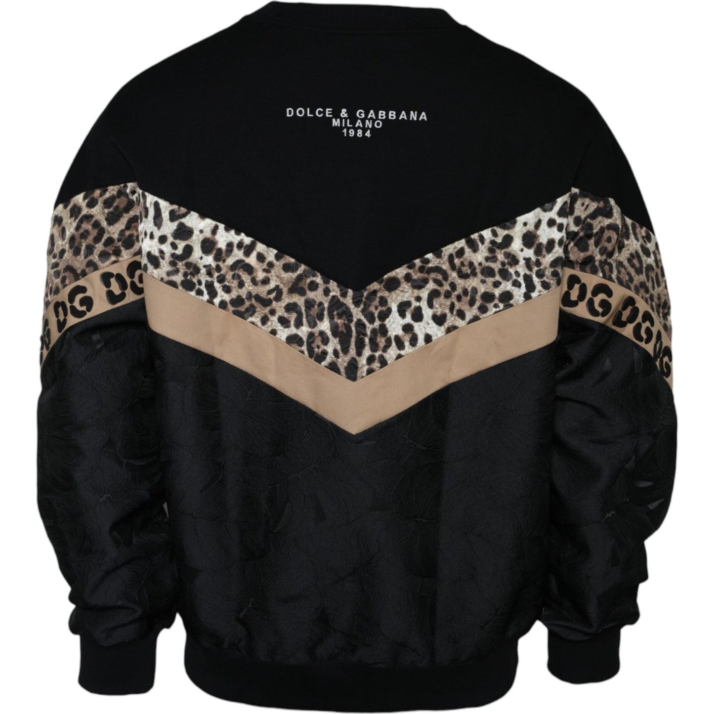 Dolce & Gabbana Black Leopard Crew Neck Sweatshirt Sweater TSH84514-54