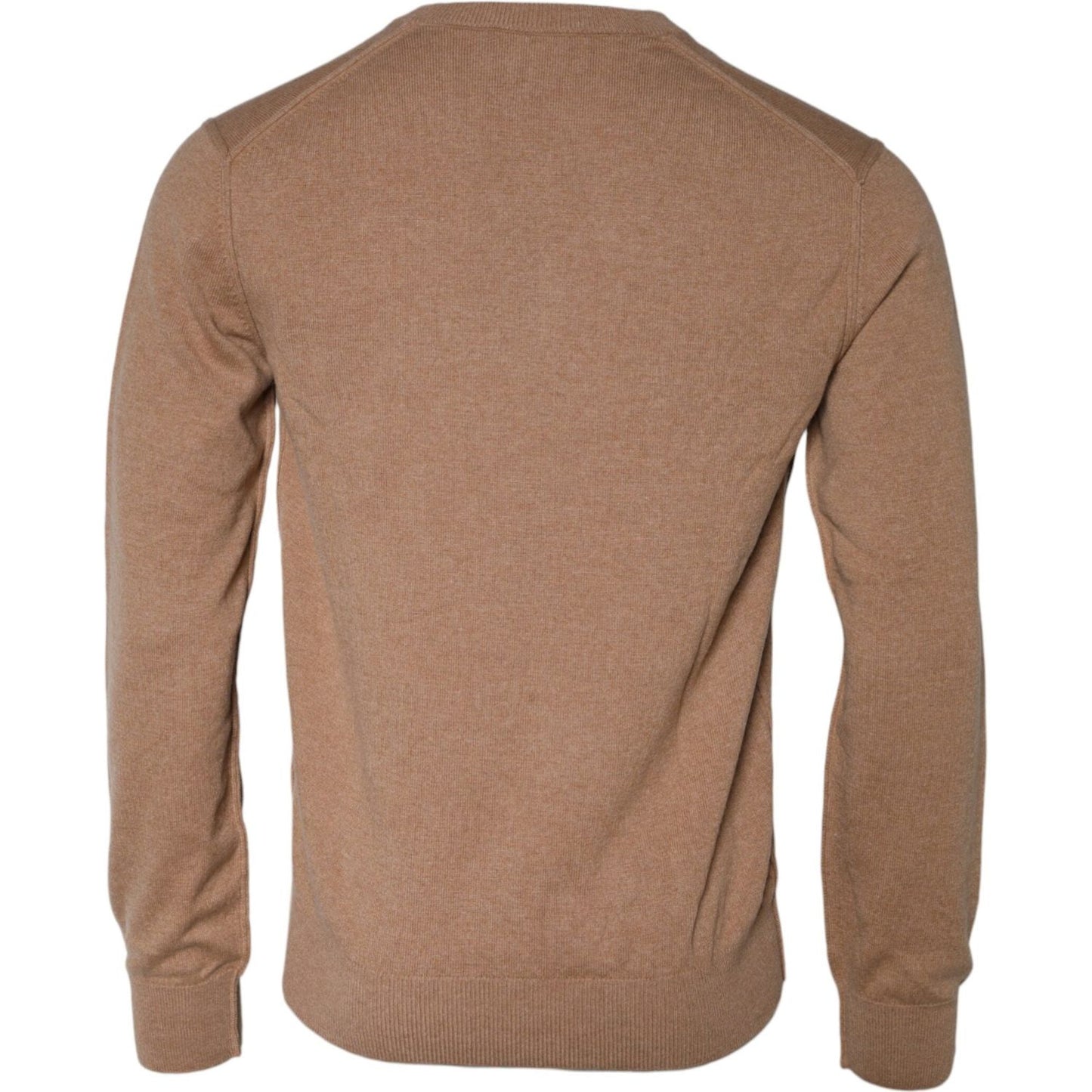Dolce & Gabbana Brown Cashmere Knit V-neck Pullover Sweater TSH84555-46