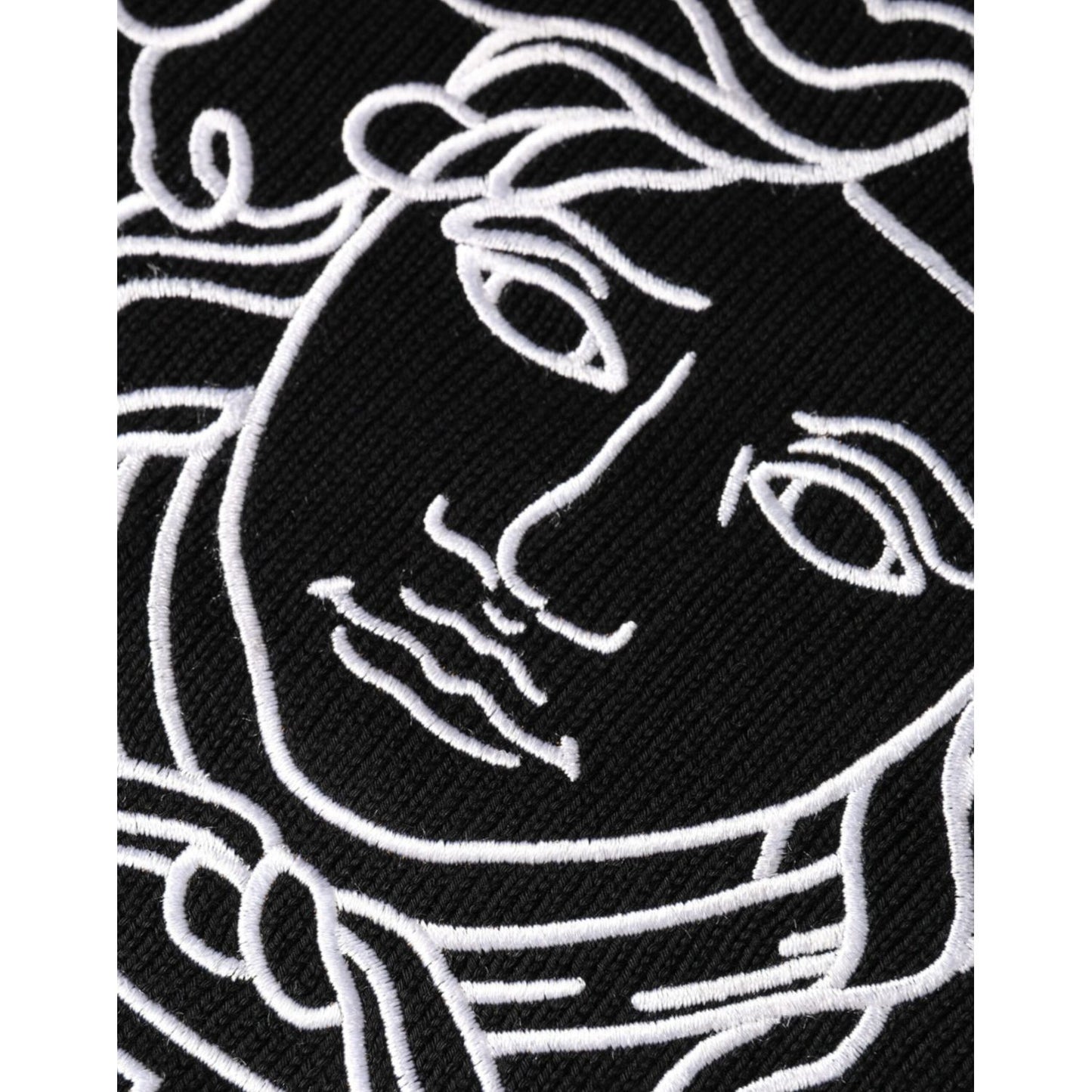 Versace Black Medusa Embroidery Crew Neck Pullover Sweater
