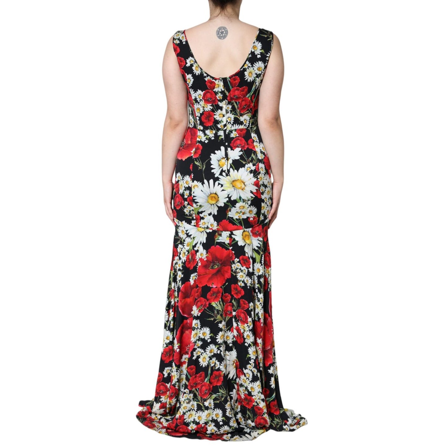 Dolce & Gabbana Black Floral Silk Sleeveless Long Gown Dress