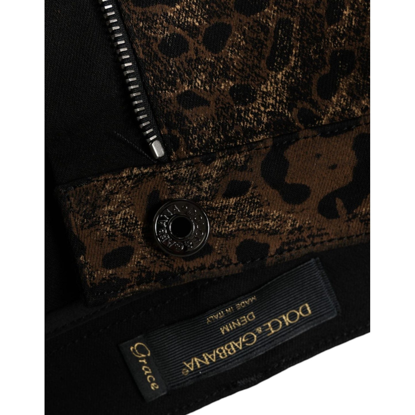 Dolce & Gabbana Brown Leopard Cotton Skinny Denim Jeans PAN74191-46