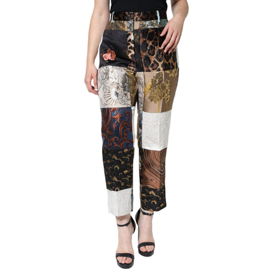 Dolce & Gabbana Multicolor Patchwork Jacquard High Waist Pants PAN74585-46