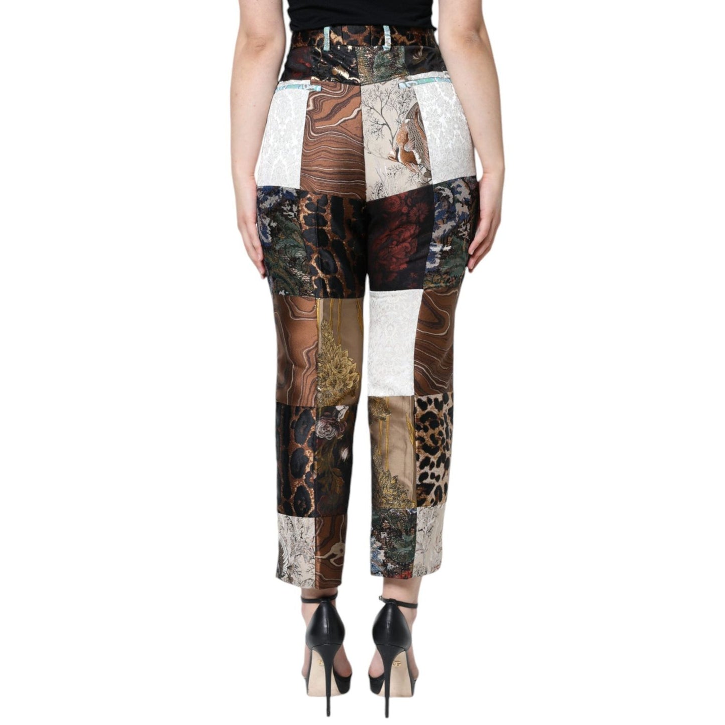 Dolce & Gabbana Multicolor Patchwork Jacquard High Waist Pants