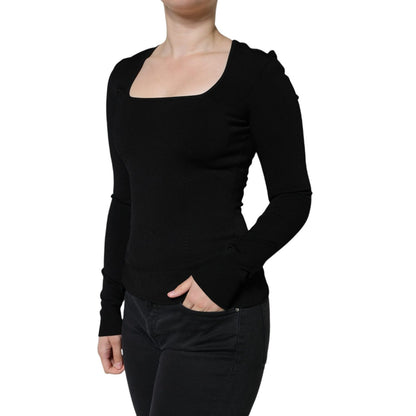 Dolce & Gabbana Black Long Sleeves Blouse Square Neck Top