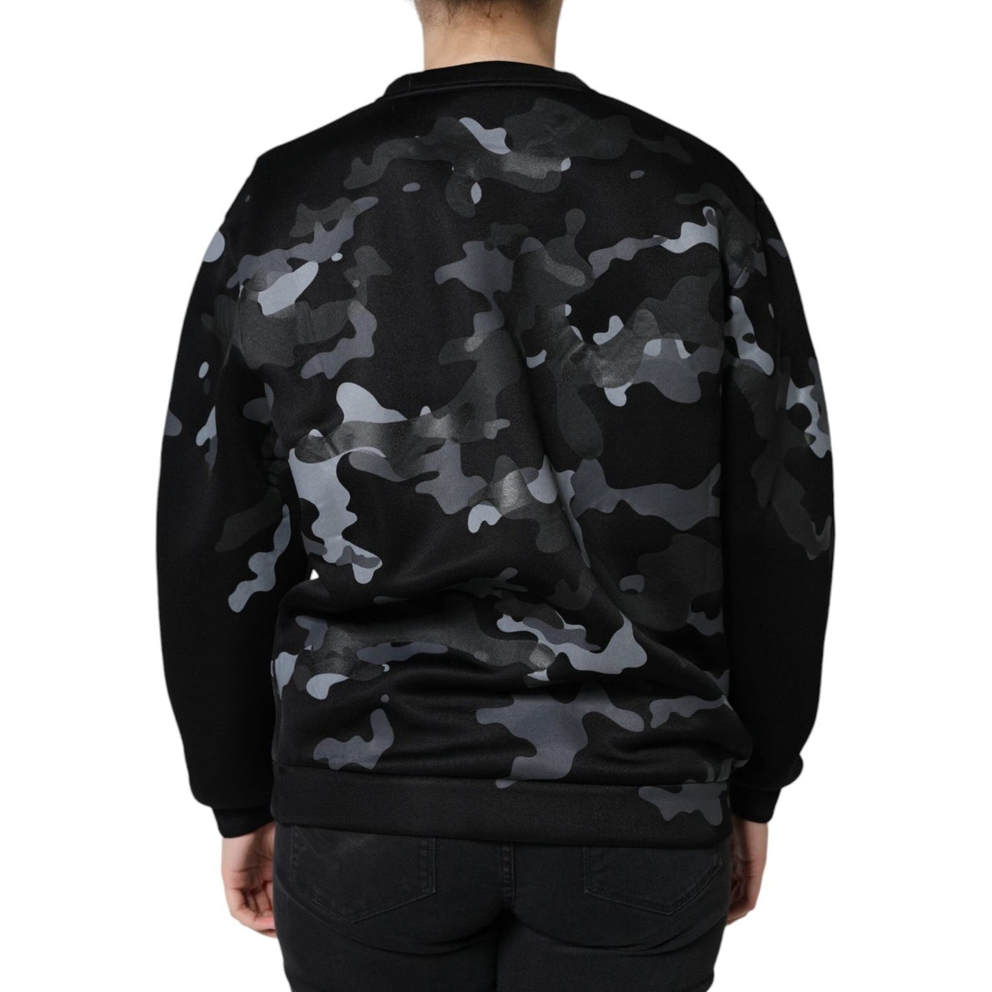 Dolce & Gabbana Black Camouflage Round Neck Sweatshirt Sweater TSH86625-42