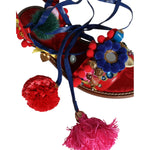 Dolce & Gabbana Multicolor Pom Pom Fur Wrap Sandals Shoes