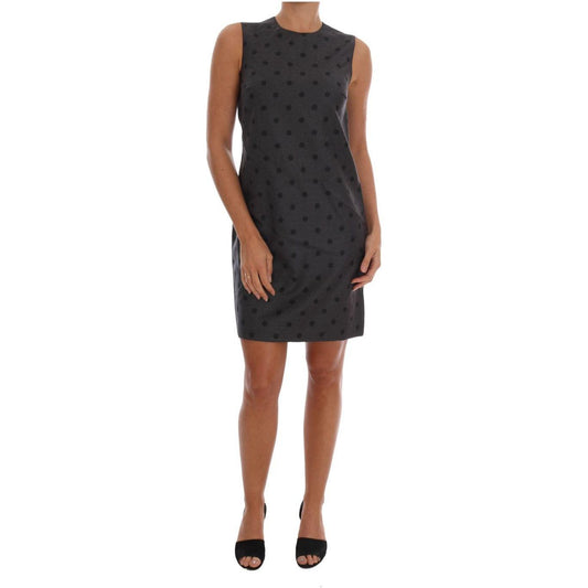 Dolce & Gabbana Gray Polka Dotted Sheath Wool Dress DR1215-1
