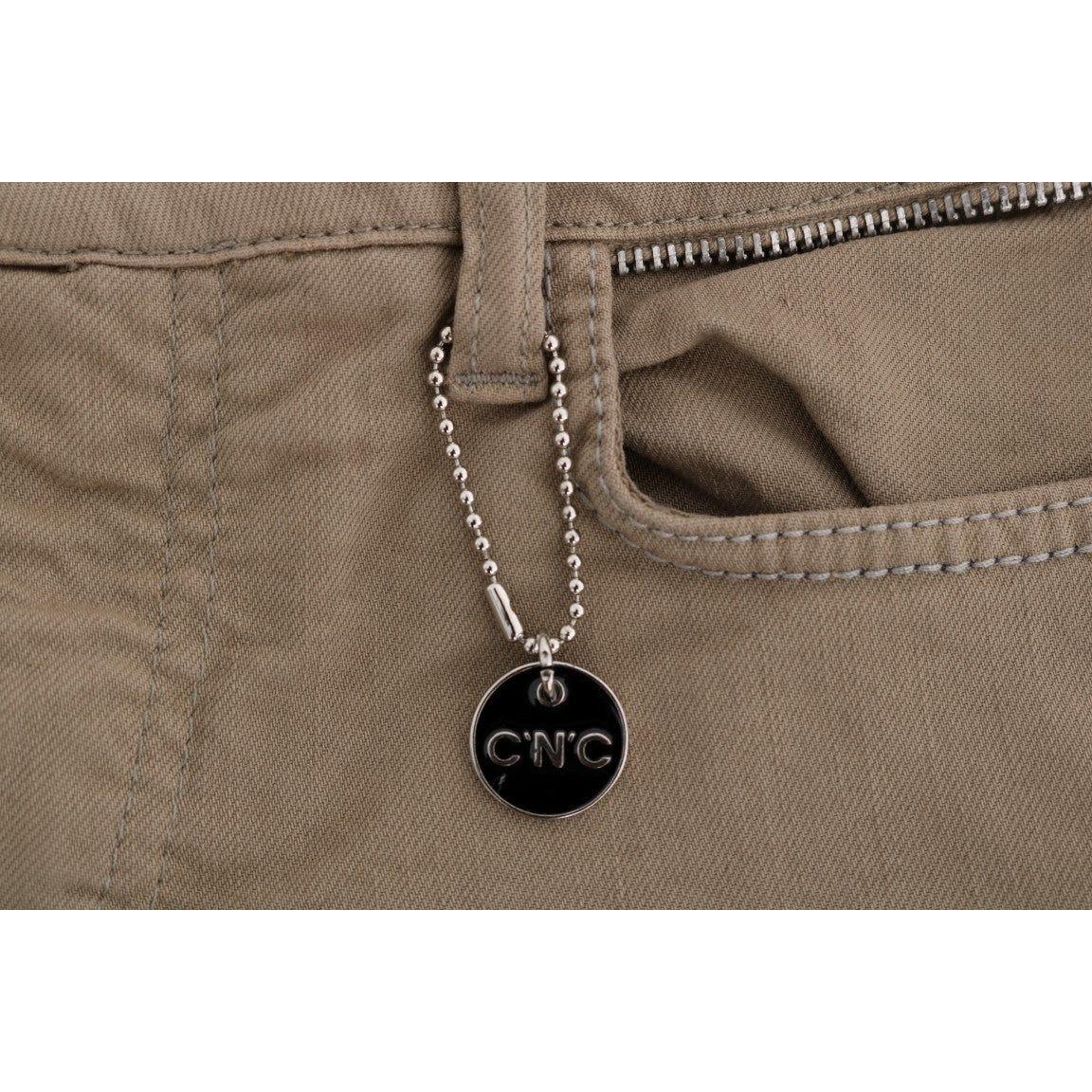 Costume National Beige Cotton Stretch Slim Fit Jeans