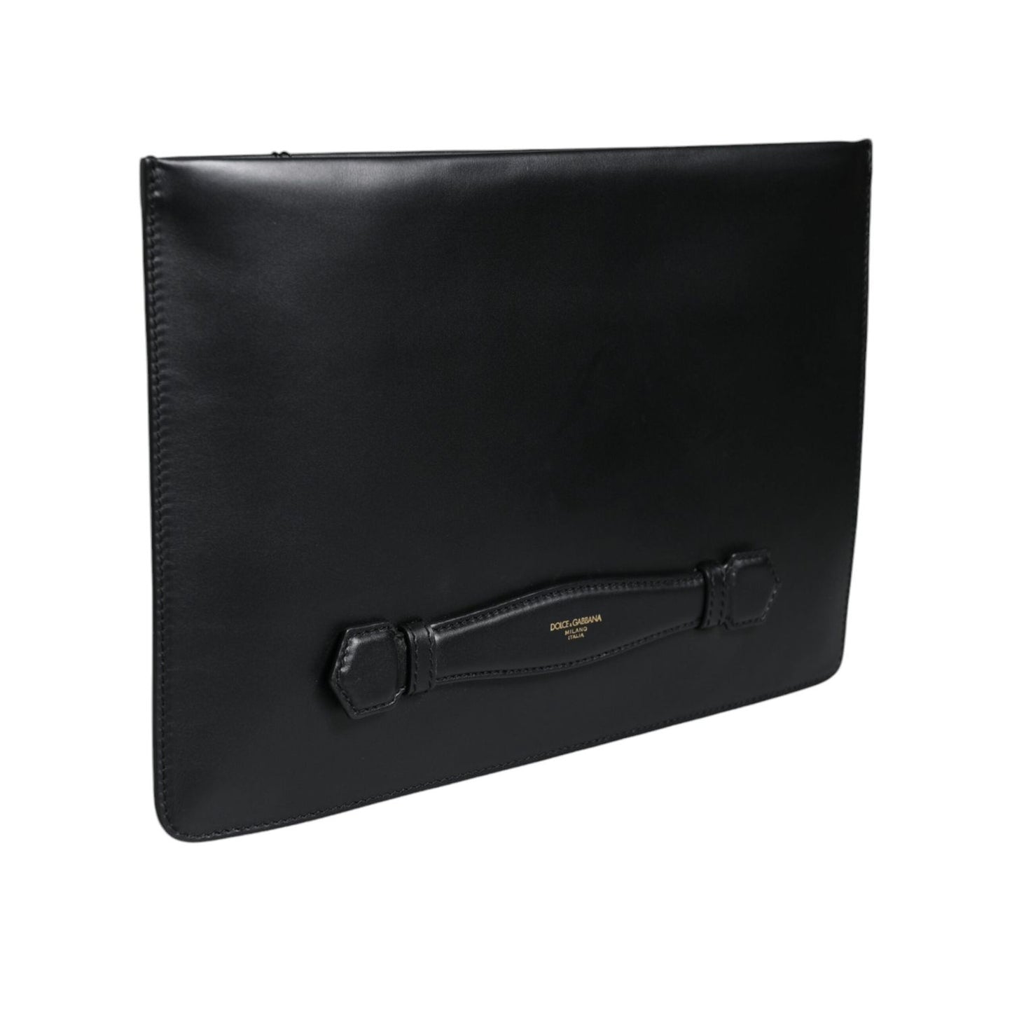 Dolce & Gabbana Black Calfskin Leather Mediterranean Pouch Bag