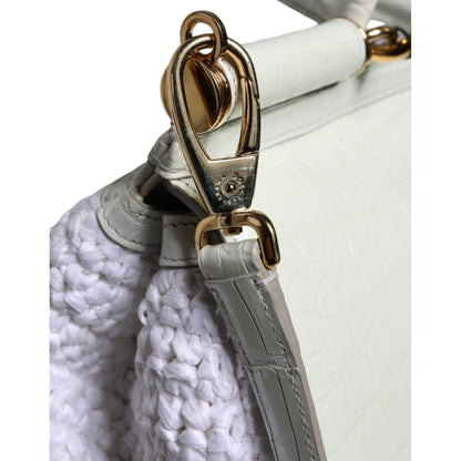 Dolce & Gabbana White Rafia Leather SICILY Crossbody Bag