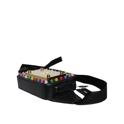 Dolce & Gabbana Black Leather LED Logo Belt Waist Fanny Pack Bag