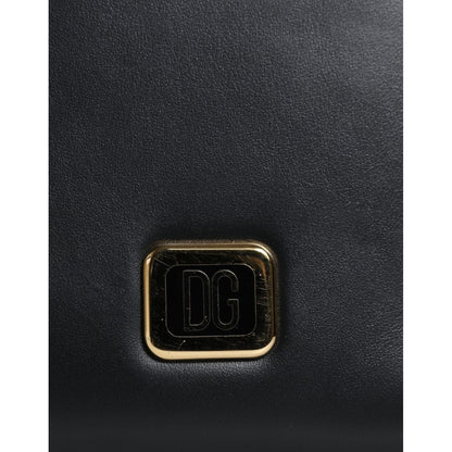 Dolce & Gabbana Black Leather Logo Plaque Neck Strap Card Coin Wallet