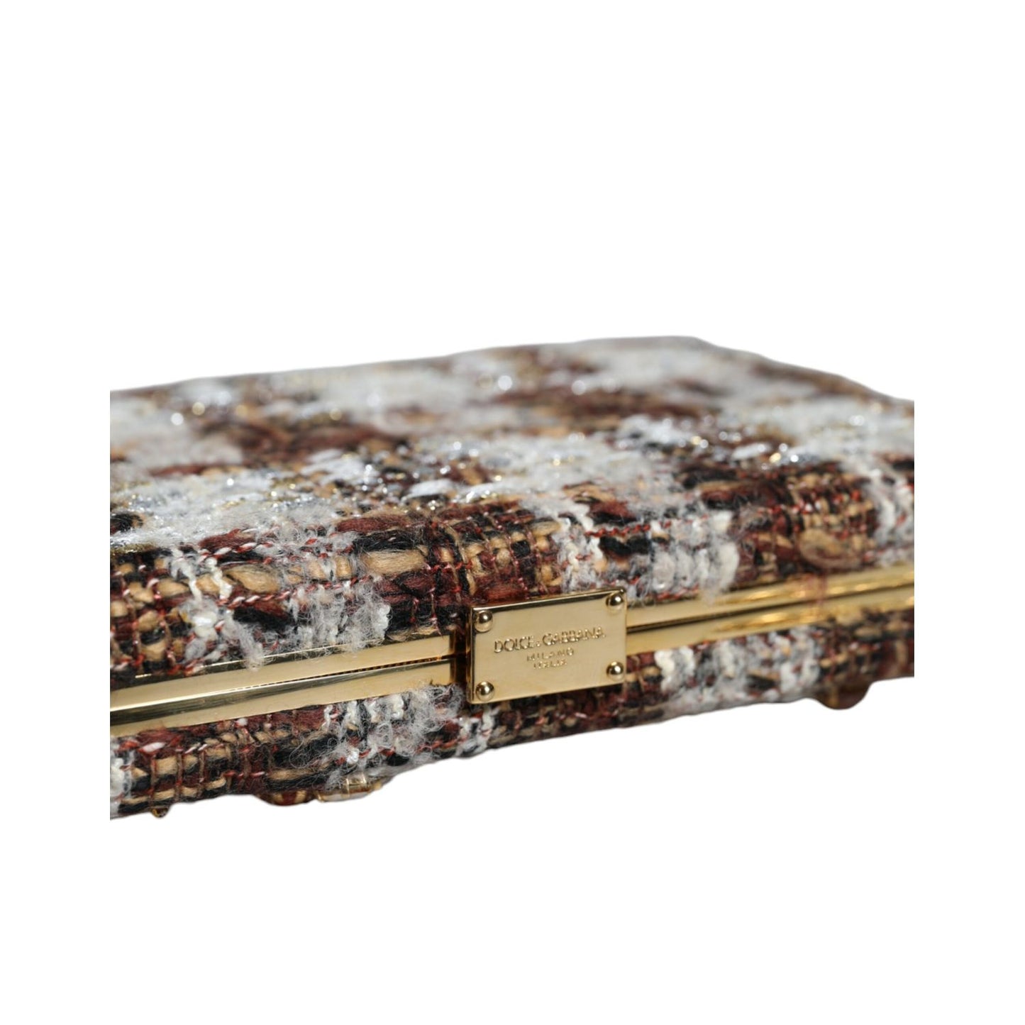 Dolce & Gabbana Multicolor Tweed Floral Clutch Crossbody Bag