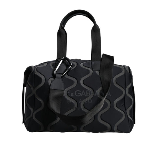 Dolce & Gabbana Black Neoprene Logo Sport Gym Duffel Shoulder Bag