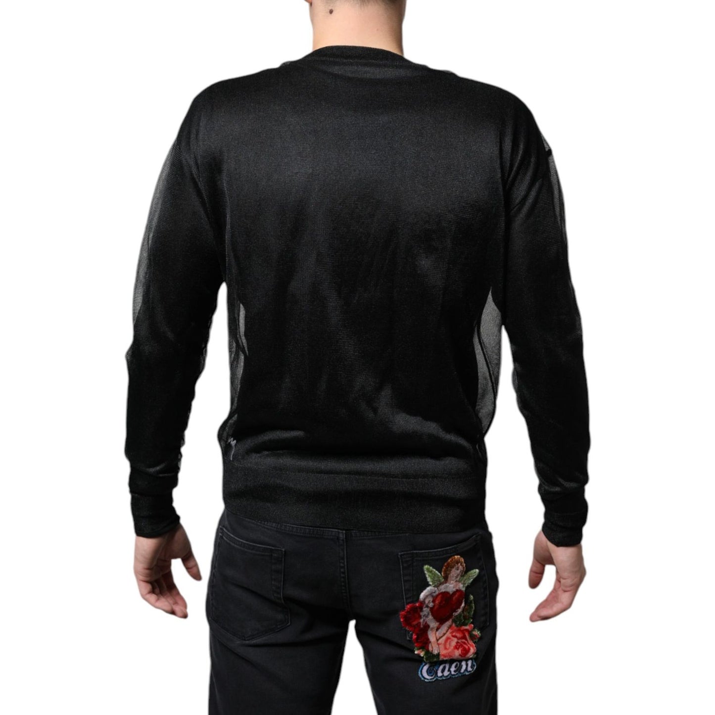 Dolce & Gabbana Black Polyester Pullover Sweatshirt Sweater