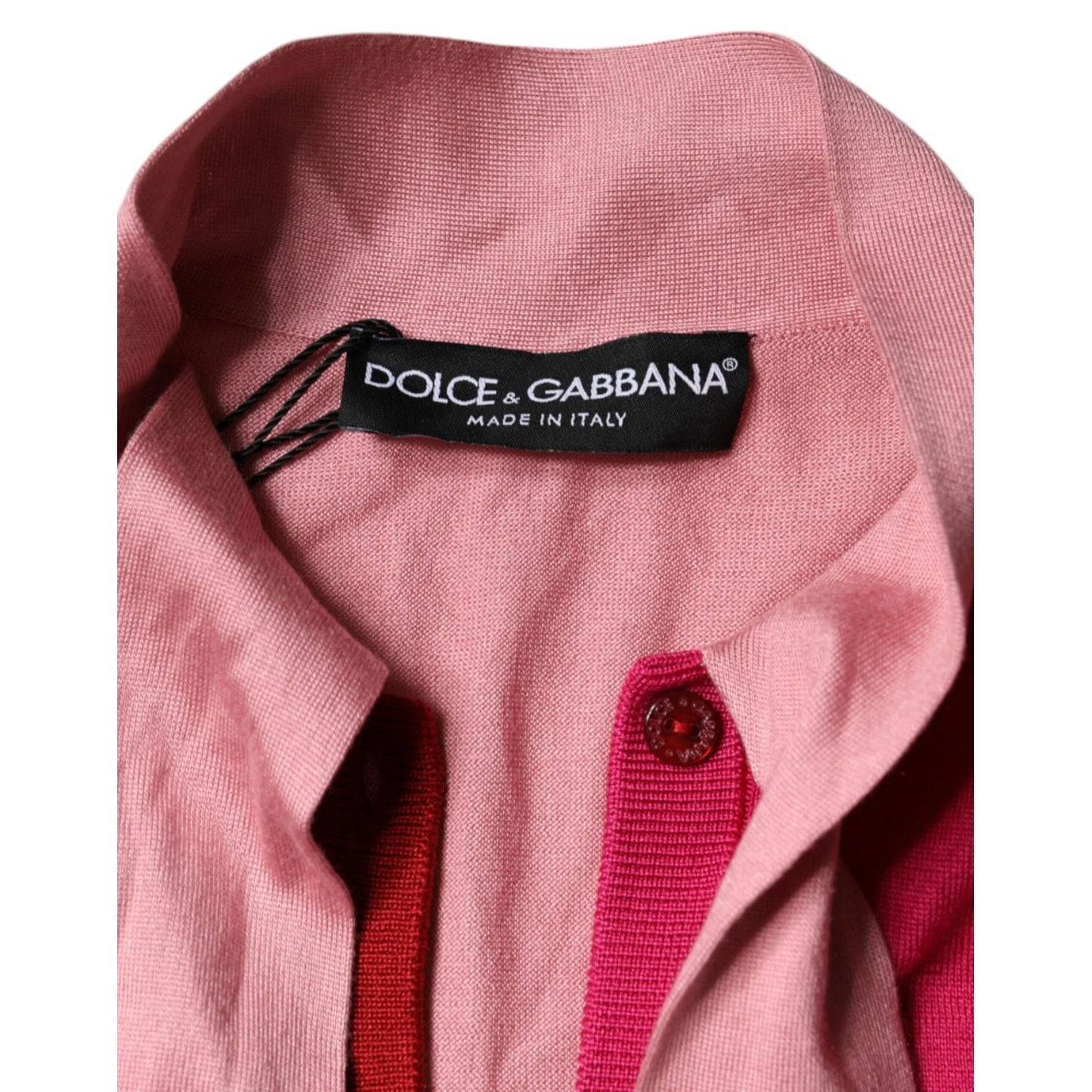 Dolce & Gabbana Pink Short Sleeves Pullover Ascot Collar Top