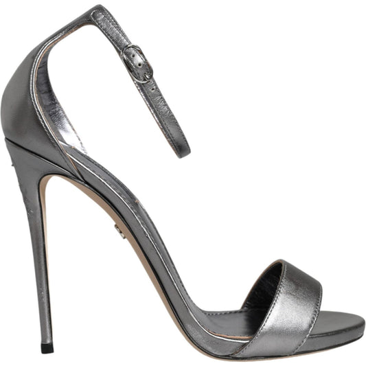 Dolce & Gabbana Silver KEIRA Heels Ankle Strap Sandals Shoes