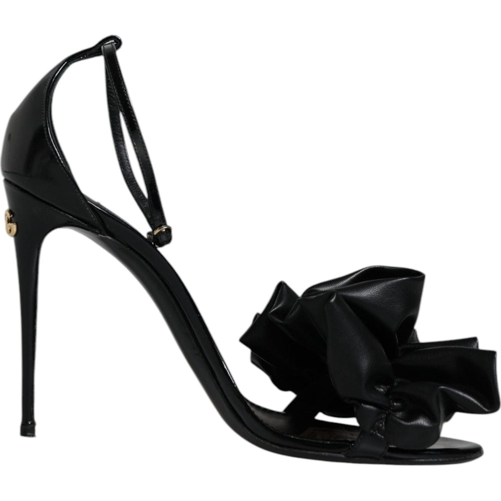 Dolce & Gabbana Black Leather Ankle Strap Heel Sandals Shoes LA11731-40