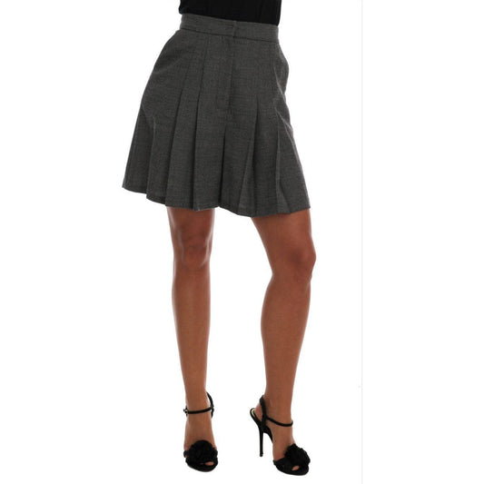 Dolce & Gabbana Gray Wool High Waist Mini Shorts SKI1073-1