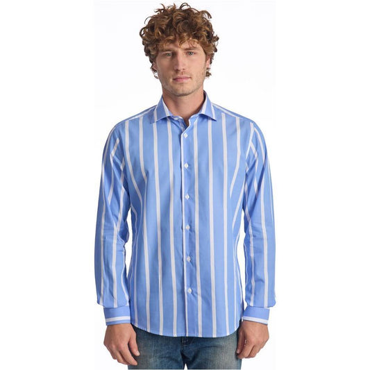 Baldinini Trend Light Blue Cotton Men Shirt BA-24643-L