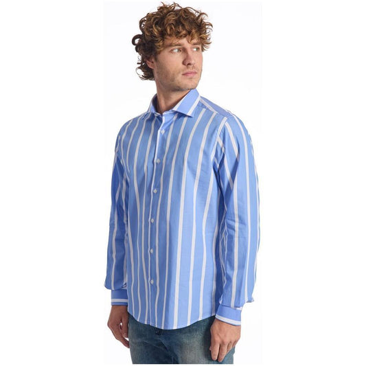 Baldinini Trend Light Blue Cotton Men Shirt BA-24643-L