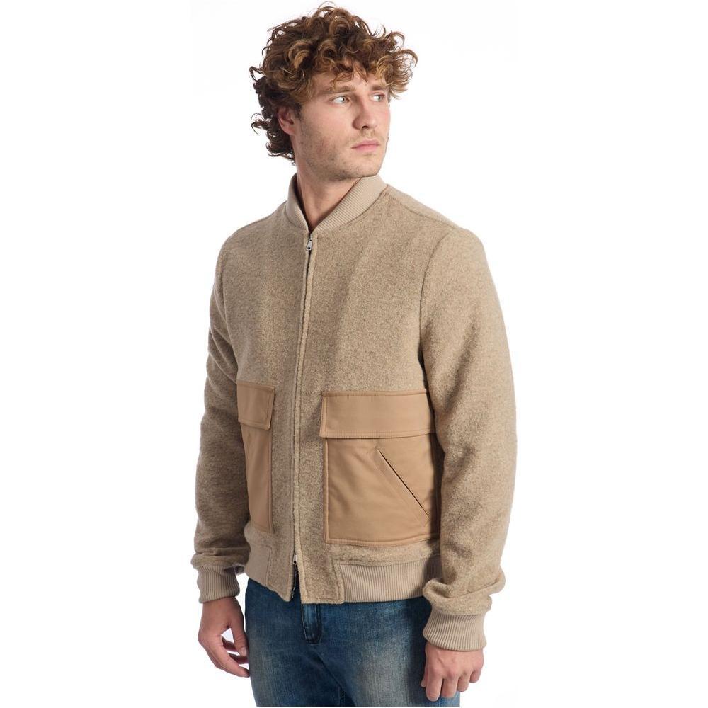 Roberto Pepe Luxury Beige Wool Men Jacket