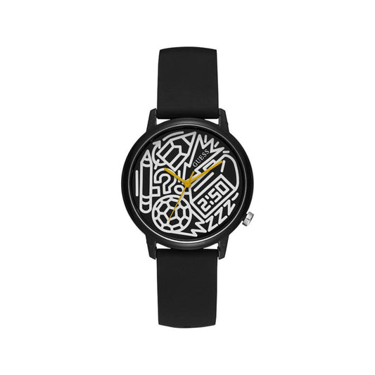Guess Black Silicone Watch Guess Light Gray