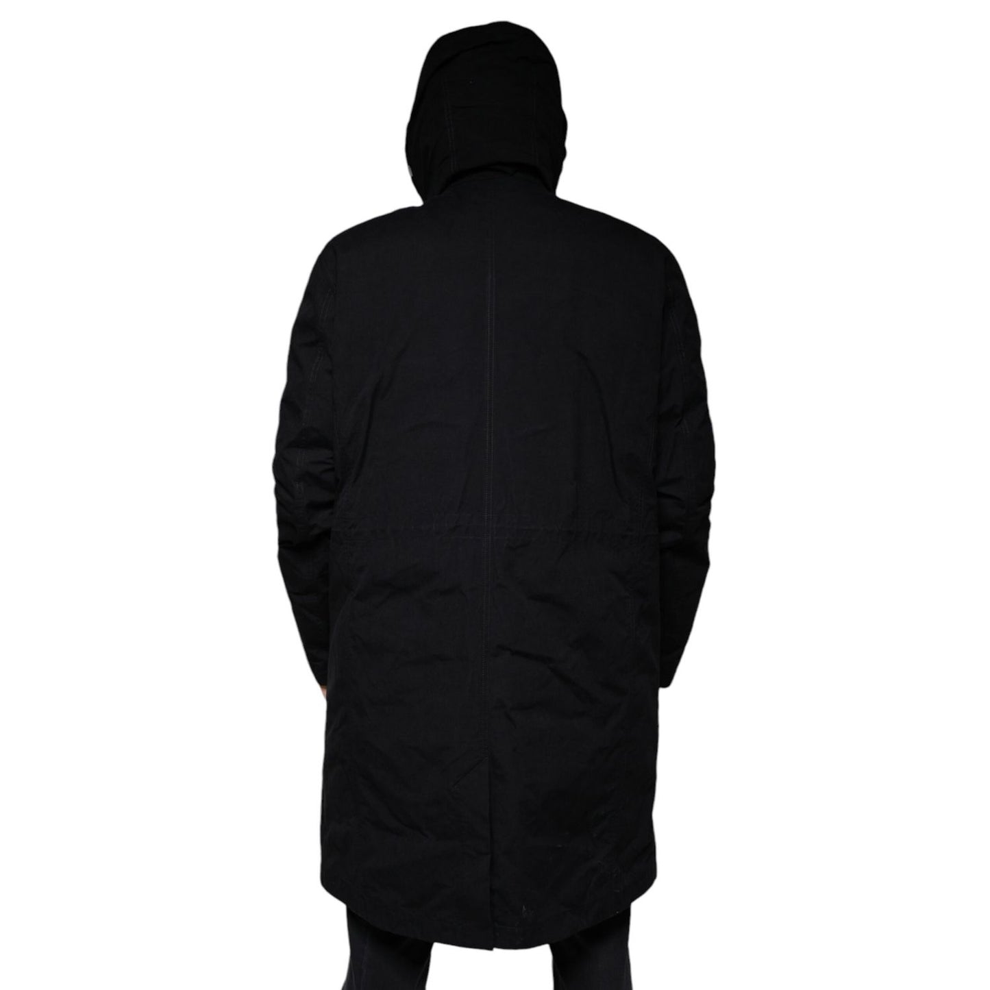 Dolce & Gabbana Black Hooded Parka Cotton Trench Coat Jacket