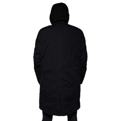 Dolce & Gabbana Black Hooded Parka Cotton Trench Coat Jacket