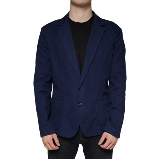 Dolce & Gabbana Blue Notch Single Breasted Dress Coat Blazer