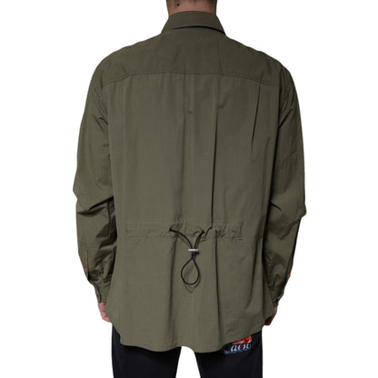 Dolce & Gabbana Military Green Cotton Bend Collared Coat Jacket