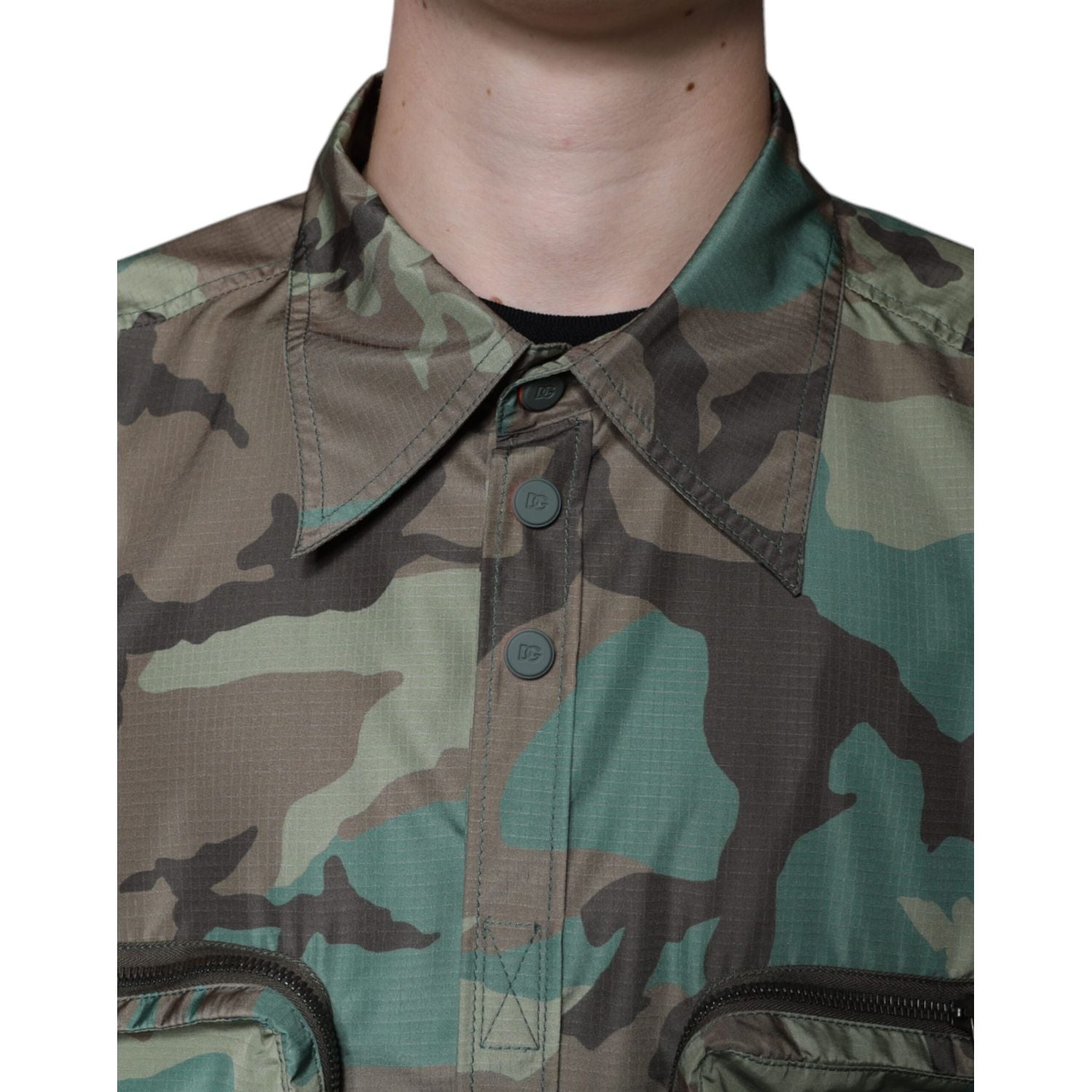 Dolce & Gabbana Multicolor Camouflage Button Down Shirt