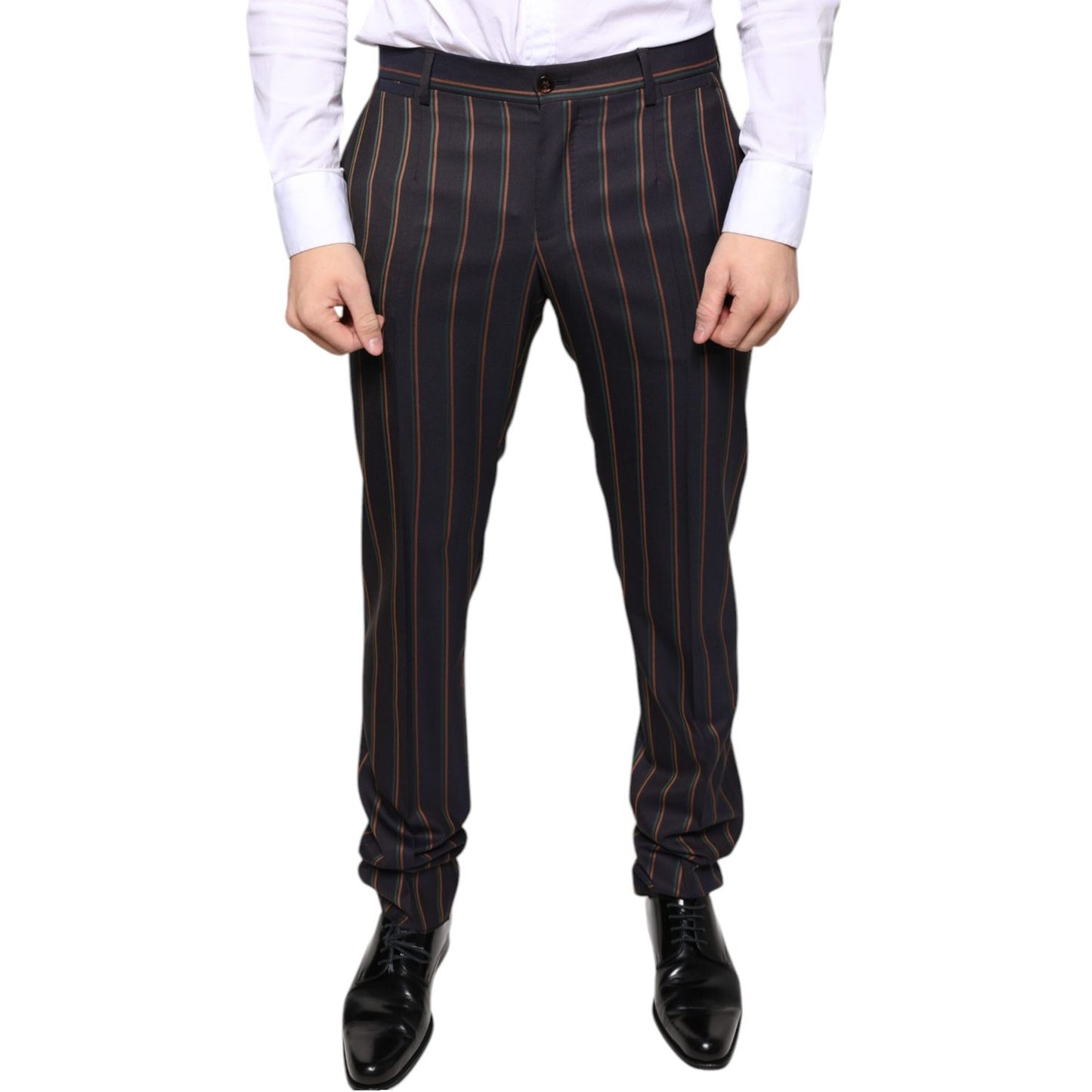Dolce & Gabbana Brown Stripes Skinny Men Dress Pants
