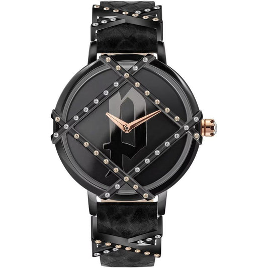 Police Black Leather Watch Police Dark Slate Gray
