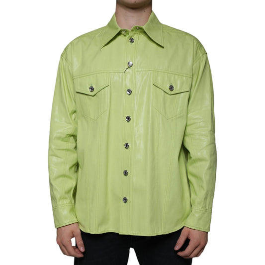 Dolce & Gabbana Green Cotton Collared Men Button Down Shirt TSH86582-39