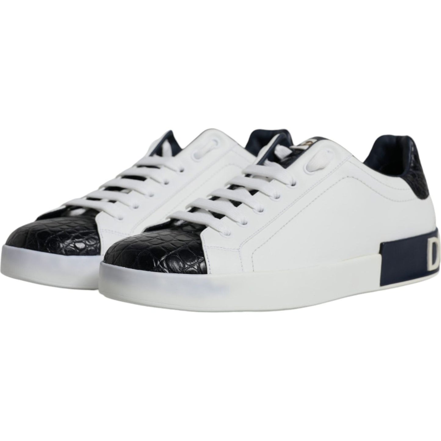 Dolce & Gabbana White Leather Logo Portofino Sneaker Shoes