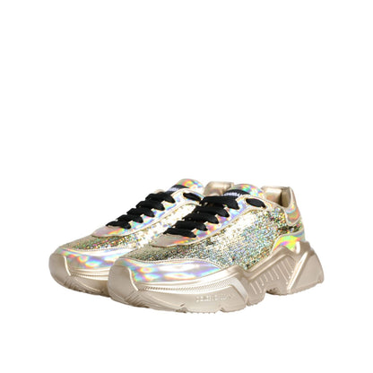 Dolce & Gabbana Gold Sequin Iridiscent Daymaster Sneakers Shoes