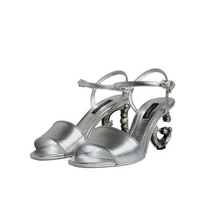 Dolce & Gabbana Silver KEIRA Heels Ankle Strap Sandals Shoes