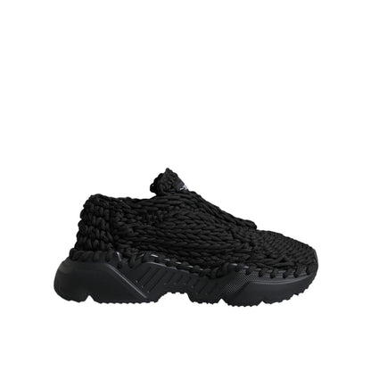 Dolce & Gabbana Black Knitted Daymaster Sneakers Shoes