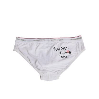 Dsquared² White Cotton Stretch Women Mid Waist Panty Underwear