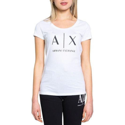 Armani Exchange White Cotton T-Shirt AR-6515800008-IT38|XS