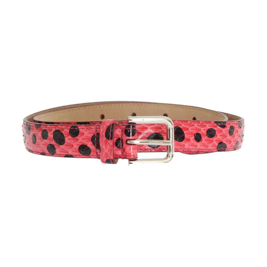Dolce & Gabbana Pink Polka Snakeskin Silver Buckle Belt BEL10325-7
