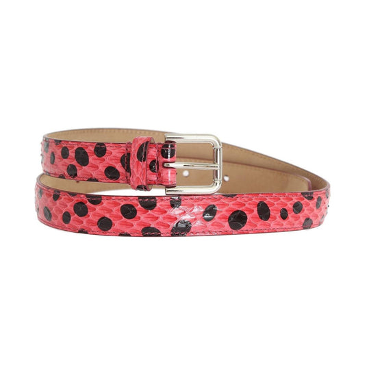 Dolce & Gabbana Pink Polka Snakeskin Silver Buckle Belt BEL10325-7