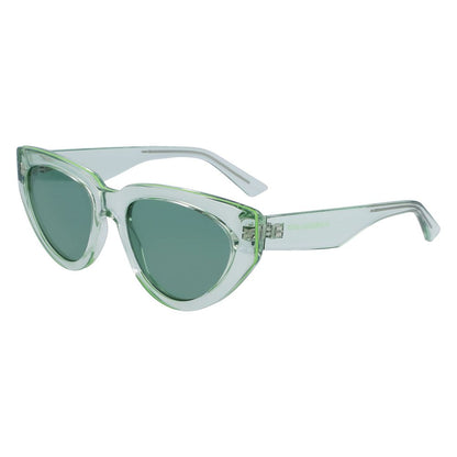 Karl Lagerfeld Green Injected Sunglasses for women, style KL6100S-300 with 54/19/140 mm dimensions, featuring a chic green frame.