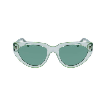 Karl Lagerfeld Green Injected Sunglasses with cat-eye design and green lenses, model KL6100S-300, frame dimensions 54/19/140 mm.