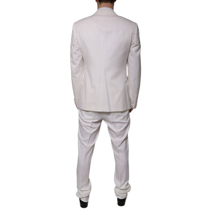 Dolce & Gabbana White Wool Silk 3 Piece SlimFit Formal Suit