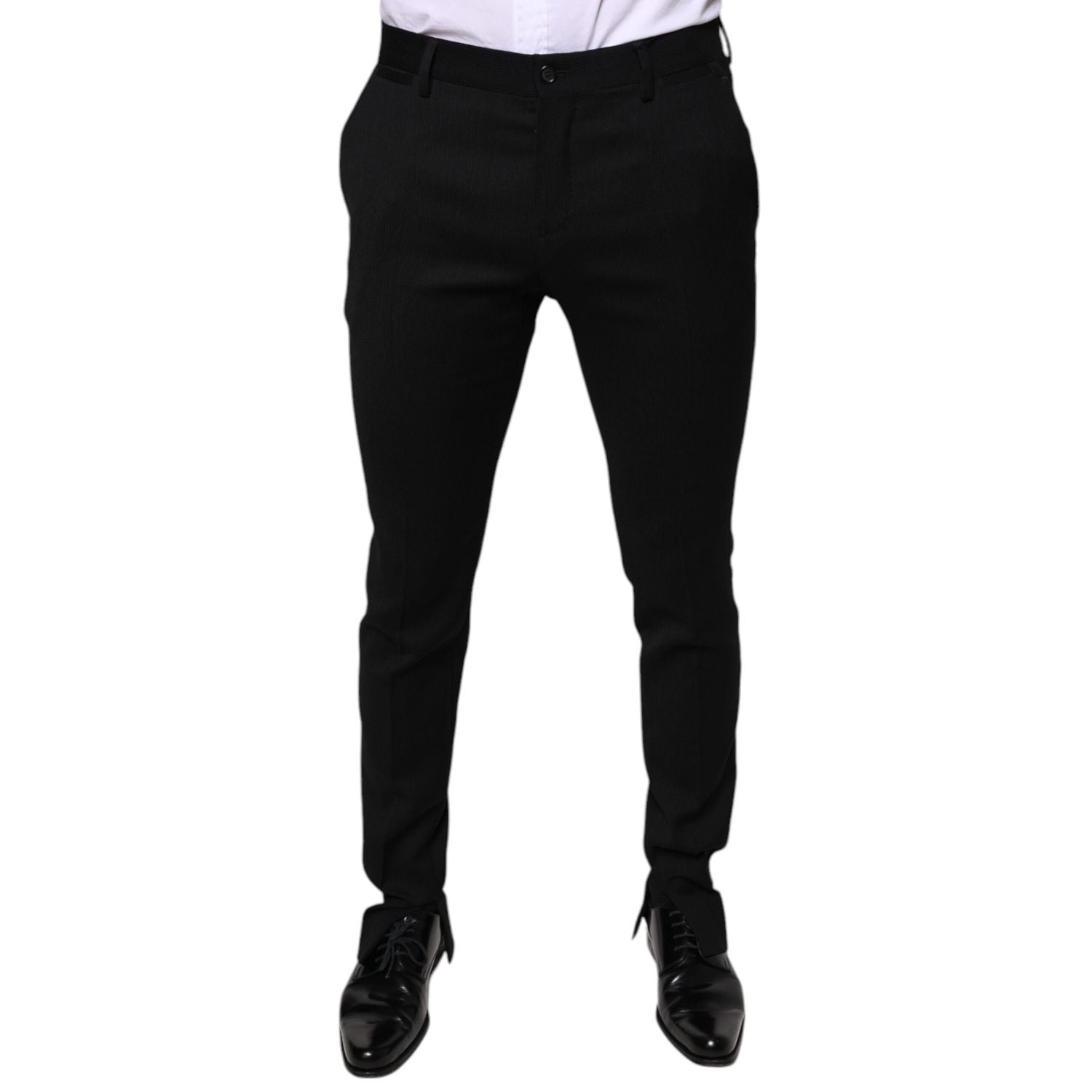 Dolce & Gabbana Black Wool Skinny Formal Dress Pants