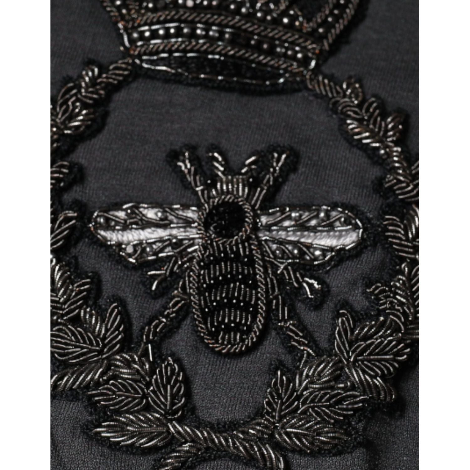 Dolce & Gabbana Gray Crown Bee Embroidery Pullover Sweater