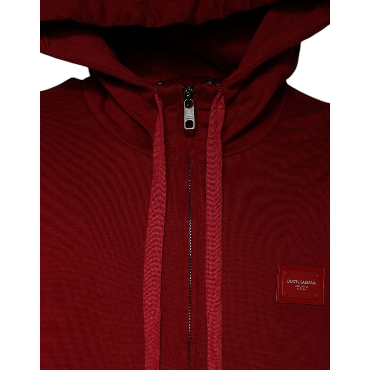 Dolce & Gabbana Red Logo Plaque Hooded Sweatshirt Sweater